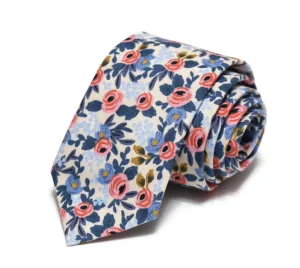 Periwinkle Rosa Floral Necktie